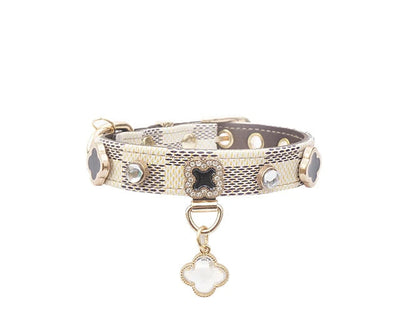 adjustable dog and cat collar plaid leather