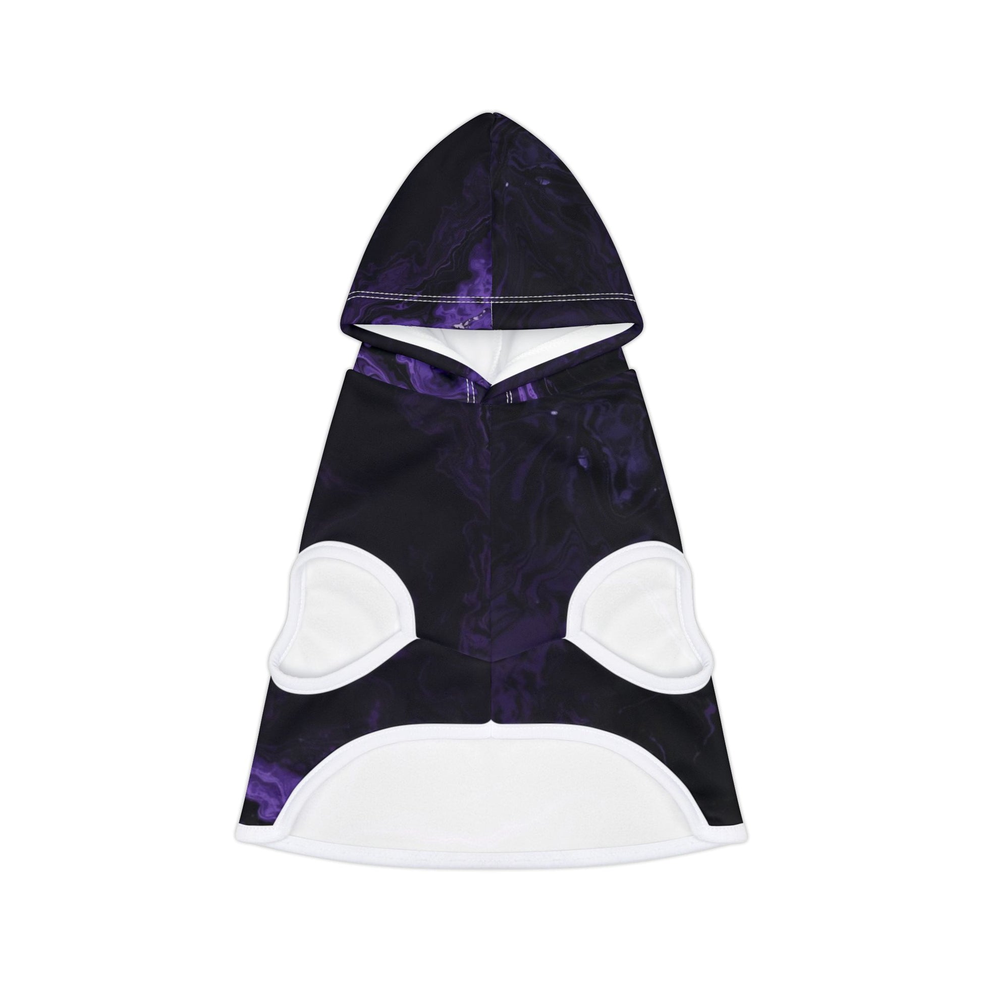 Close-up of violet marble fabric on 333 pet hoodie