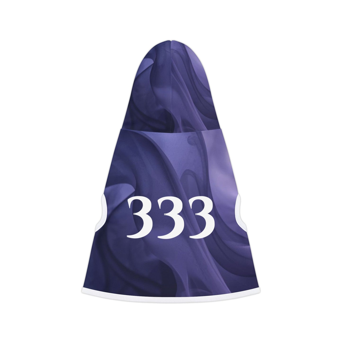 Side view of angel number 333 pet hoodie