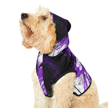 Back view of purple angel number 333 dog hoodie