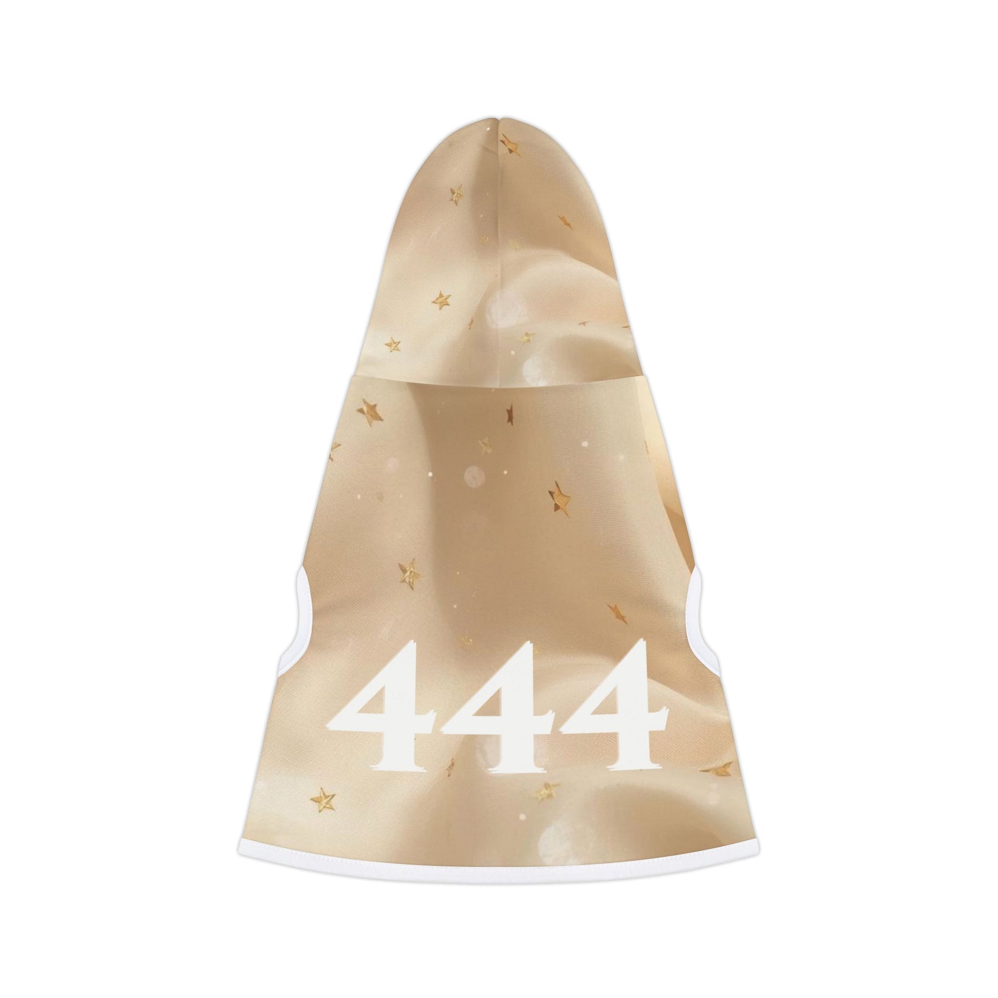 White rib trimmed angel number 444 pet hoodie