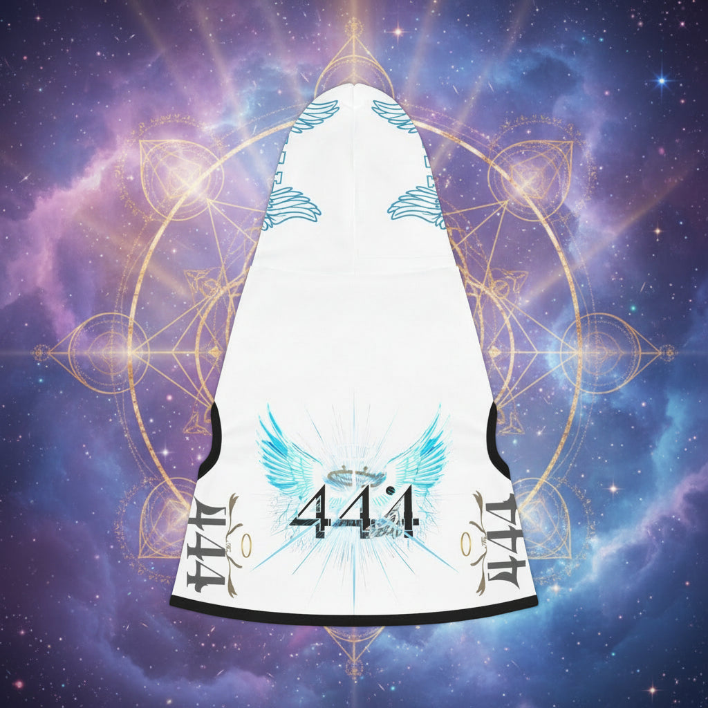 Soft breathable polyester material of 444 pet hoodie close-up.black rib