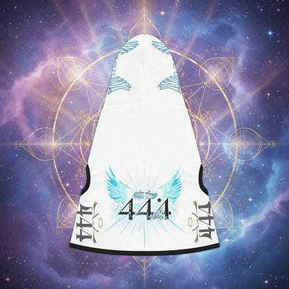 Soft breathable polyester material of 444 pet hoodie close-up.black rib