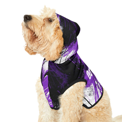 Back view of purple angel number 444 dog hoodie