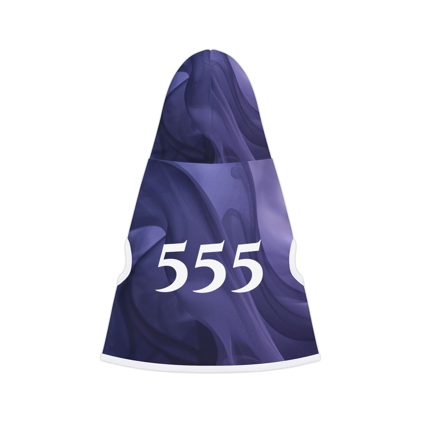 Side view of angel number 555 pet hoodie