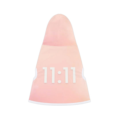 11:11 angel number printed on back of pet hoodie