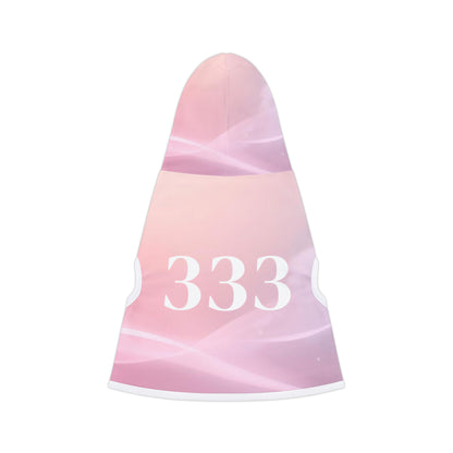 333 angel number printed on back of pet hoodie