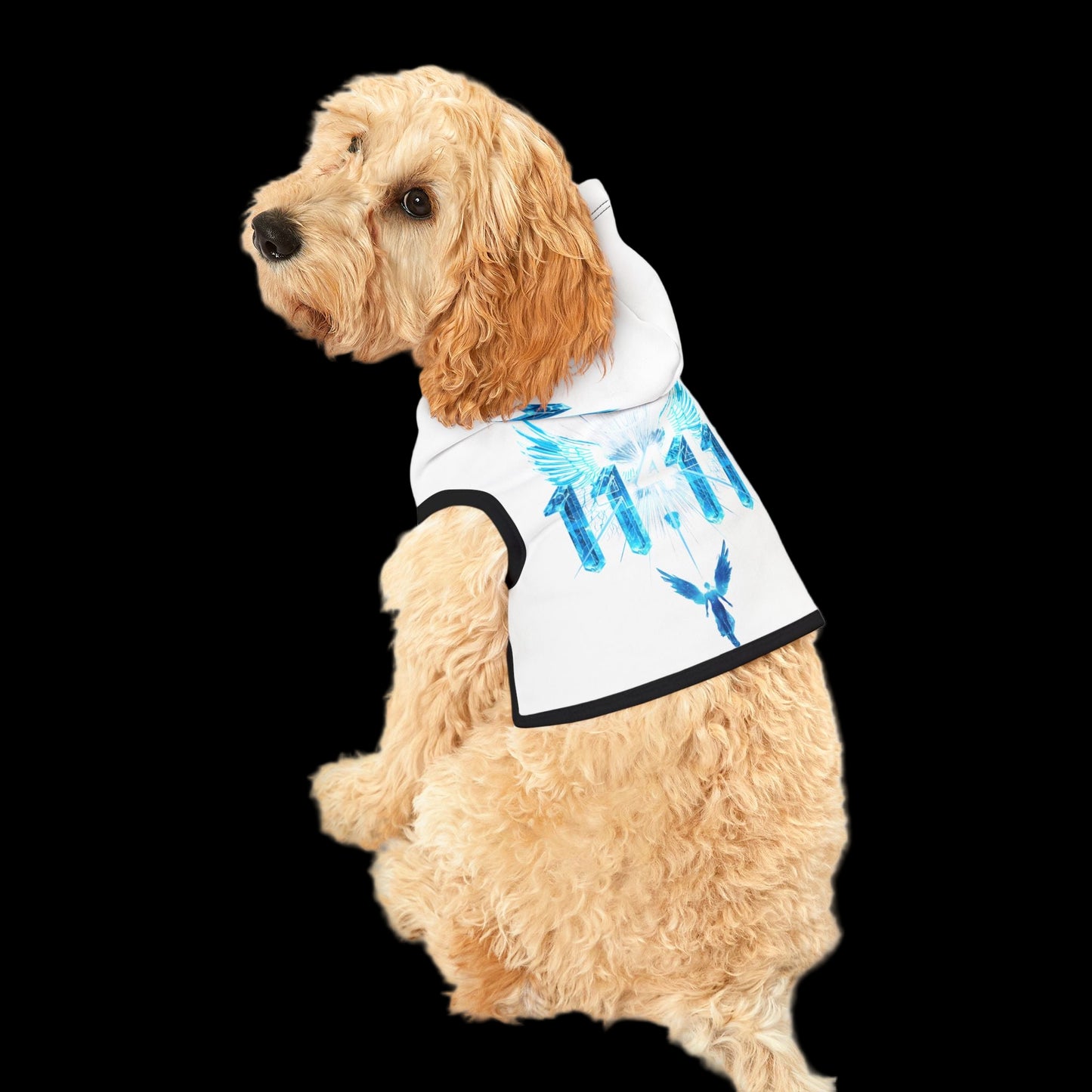 Soft cosy hoodie for dogs with spiritual 11:11 angel motif.