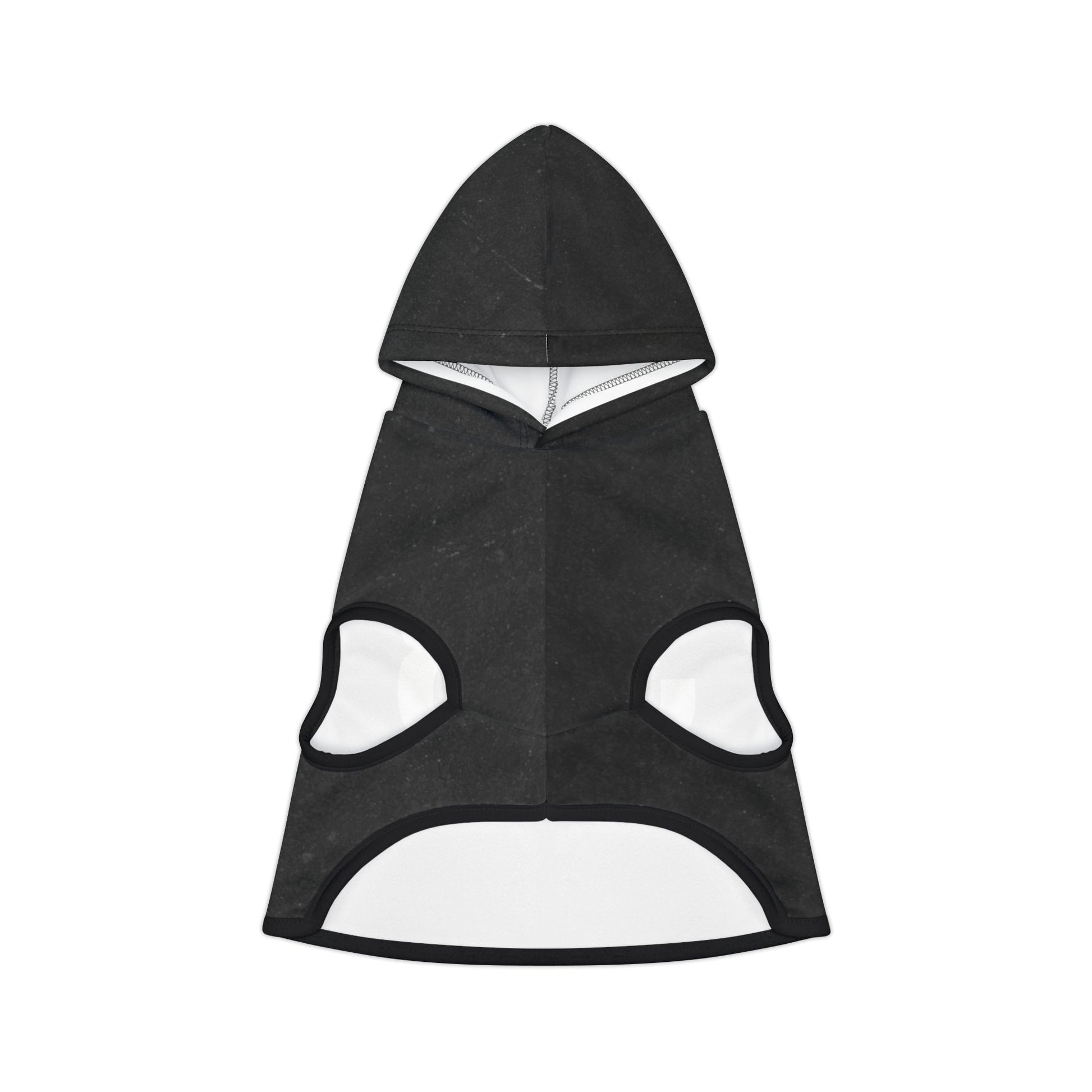 Dog wearing black 333 angel number hoodie side view