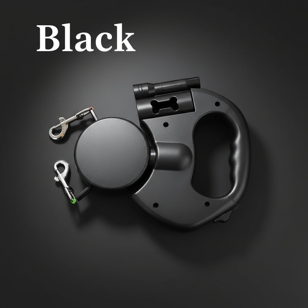 black dual dog leash retractable