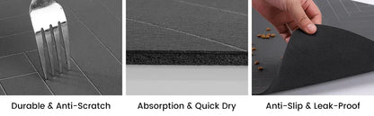  DryPaws absorbent pet feeding mat shown in both Black and Grey colour options side by side