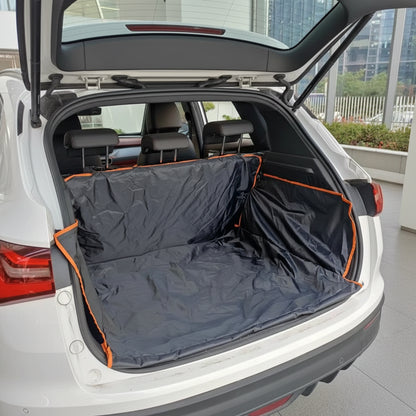 Universal waterproof dog boot liner protecting SUV interior from muddy paws and pet hair