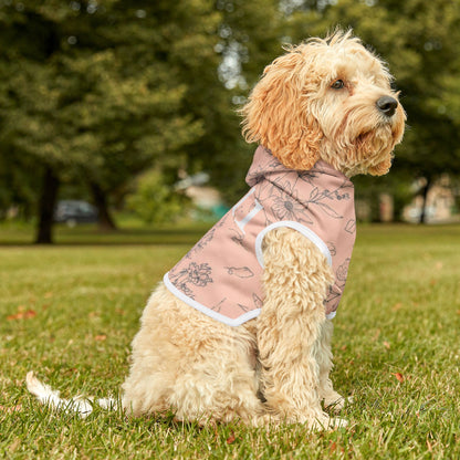 Floral line art design on spiritual pet hoodie