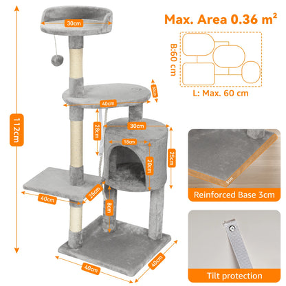 Strong base cat tree tower with scratching posts