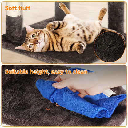 Cat tower with interactive plush ball for playtime
