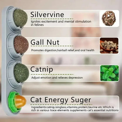 catnip silvervine gall nut energy balls close up