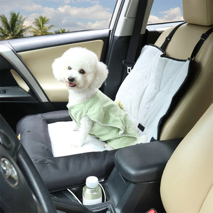 Removable, machine washable dog car seat cover and cushion