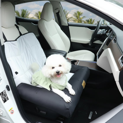  Portable waterproof dog car seat bed in front car seat with safety clip, ideal for small to medium dogs