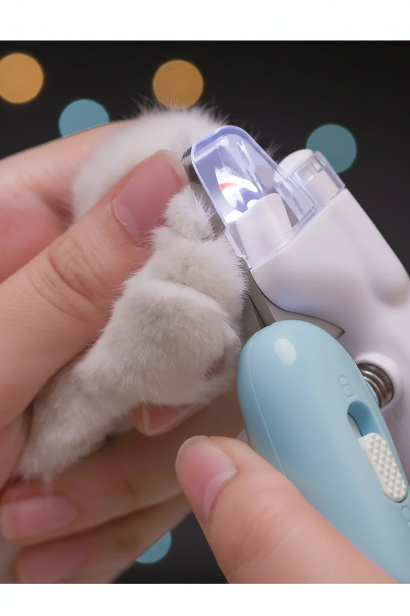 Pet nail trimmer being used on a dog's paw