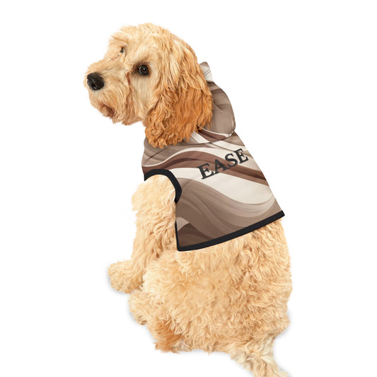 Calm flow dog hoodie with soft neutral wave pattern and relaxed fit
