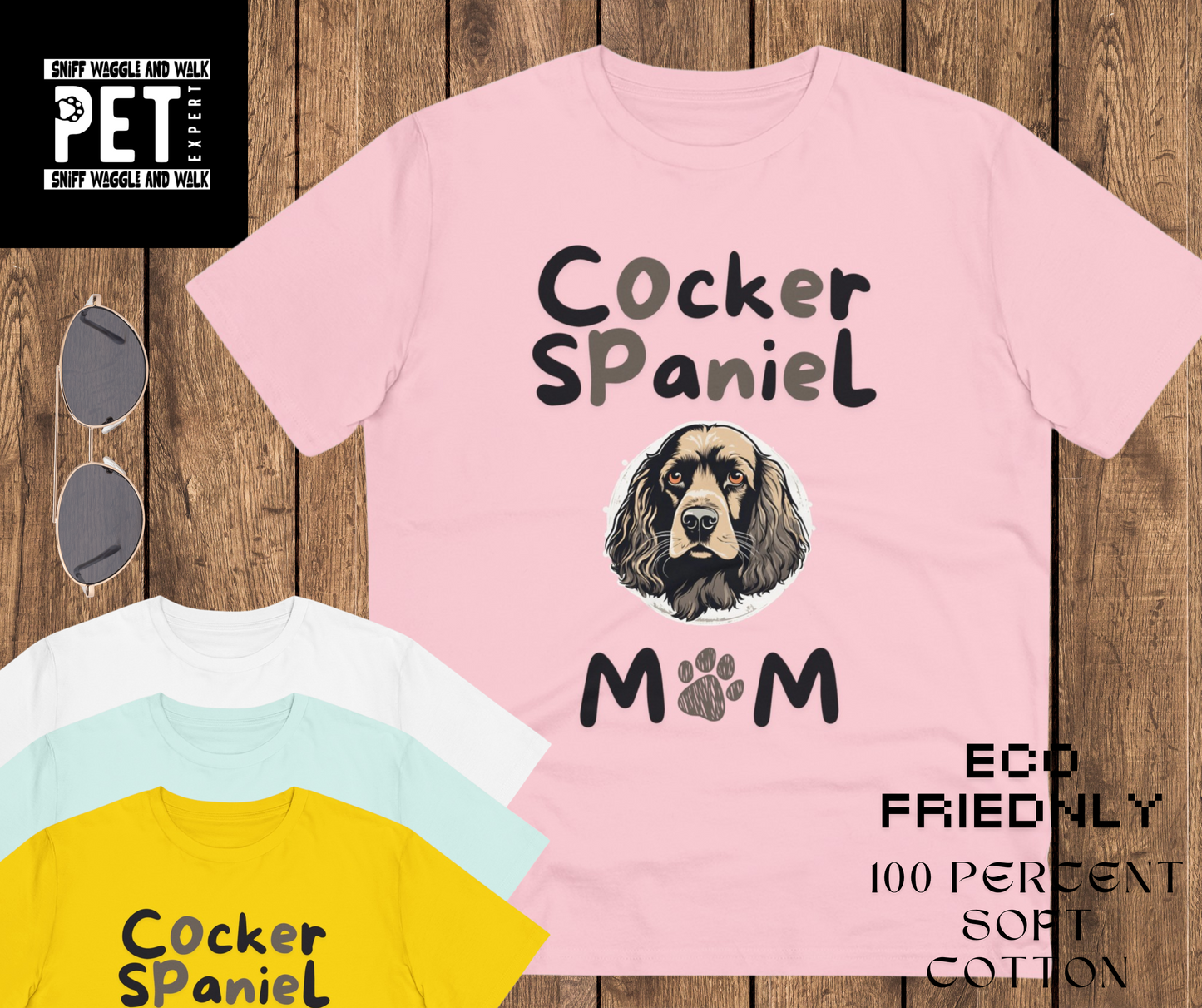 "COCKER SPANIEL MUM" Organic T-shirt - Unisex by SniffWaggle'n'Walk™