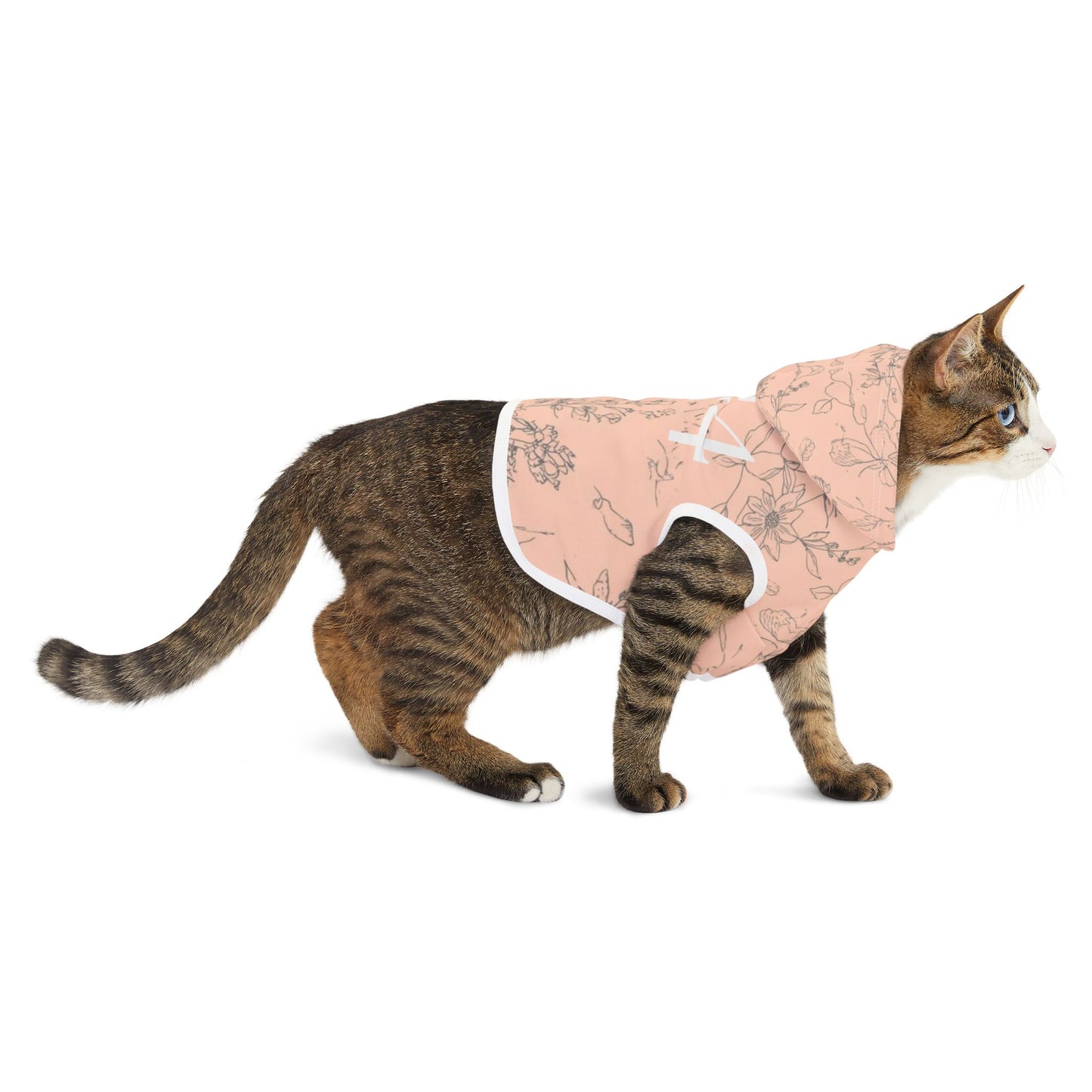 lightweight polyester floral cat hoodie texture