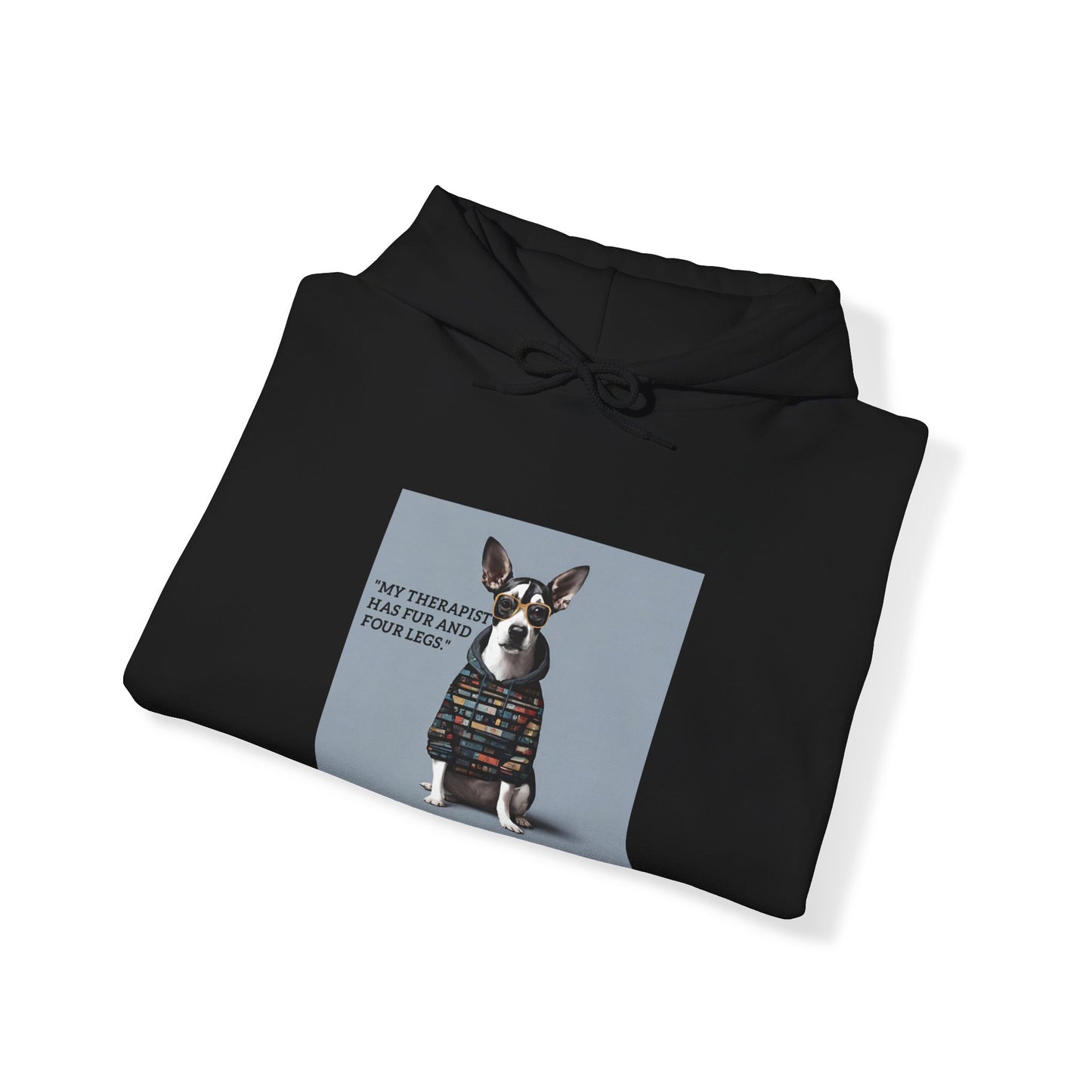 Unisex Heavy Blend™ "My therapist has fur and four legs." Hooded Sweatshirt - Sniff Waggle And Walk