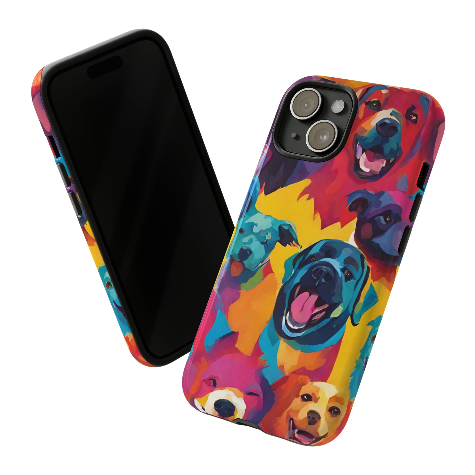 Sniffwagglenwalk™ Tough phone Cases "Bright Multi Dogs" - Sniff Waggle And Walk