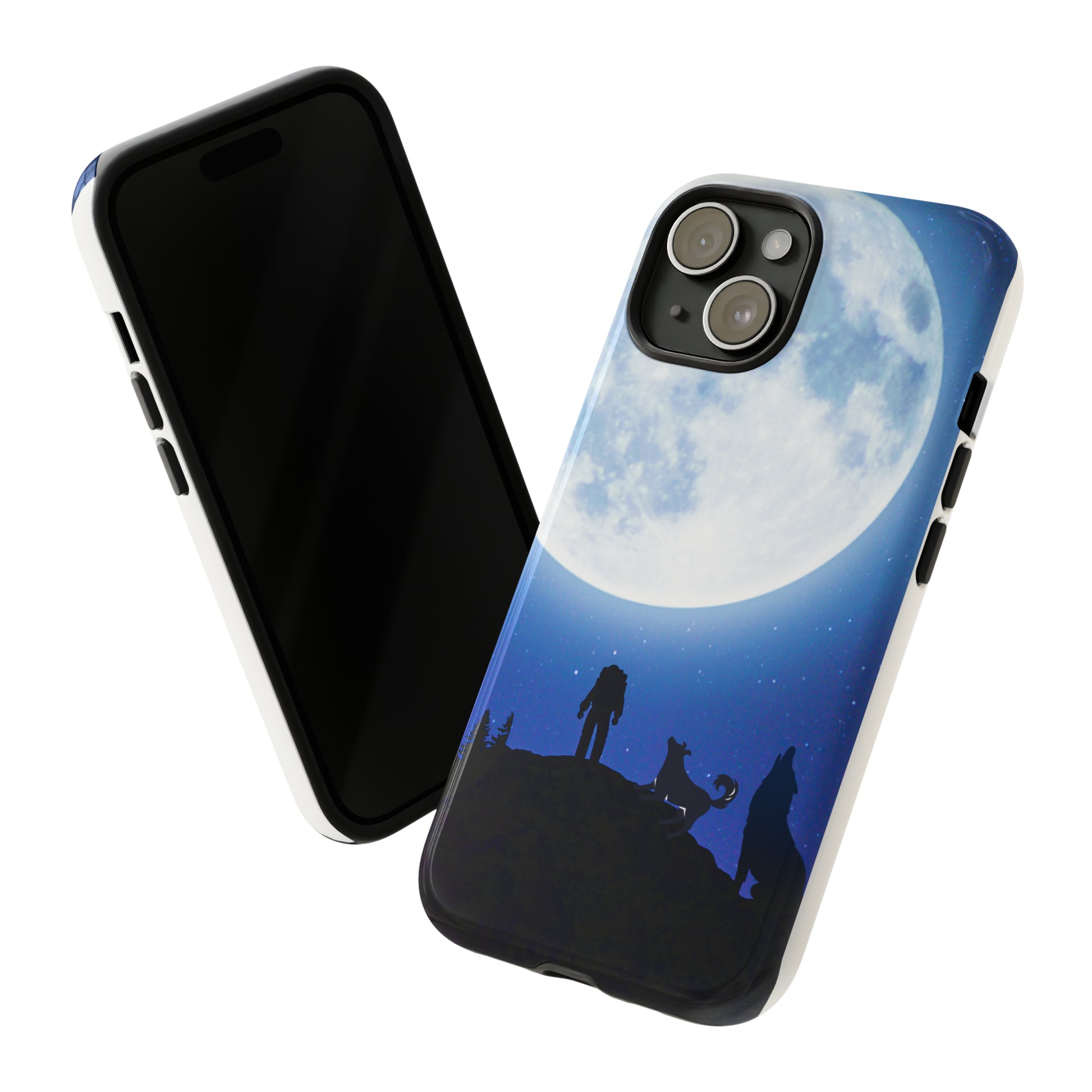 Sniffwagglendwalk™ Multi Dog Design Tough Phone Case. MOON -2 - Sniff Waggle And Walk