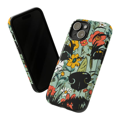 Sniffwagglendwalk™ Multi Dog/flowers Design Tough Phone Case. - Sniff Waggle And Walk