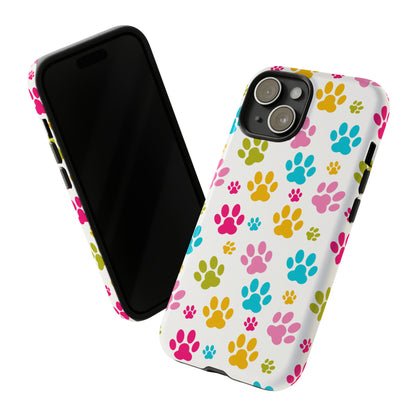 Sniffwagglendwalk™ Multi Dog Paw Design Tough Phone Case. - Sniff Waggle And Walk