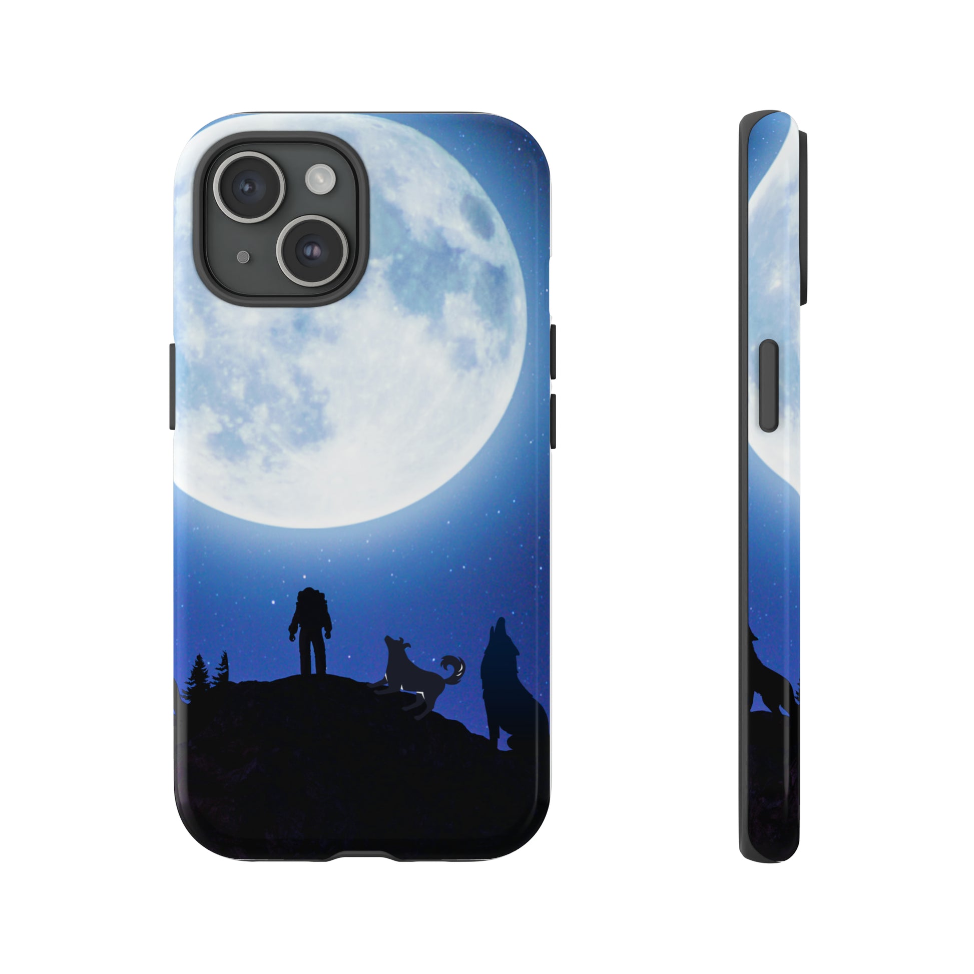 Sniffwagglendwalk™ Multi Dog Design Tough Phone Case. MOON -2 - Sniff Waggle And Walk