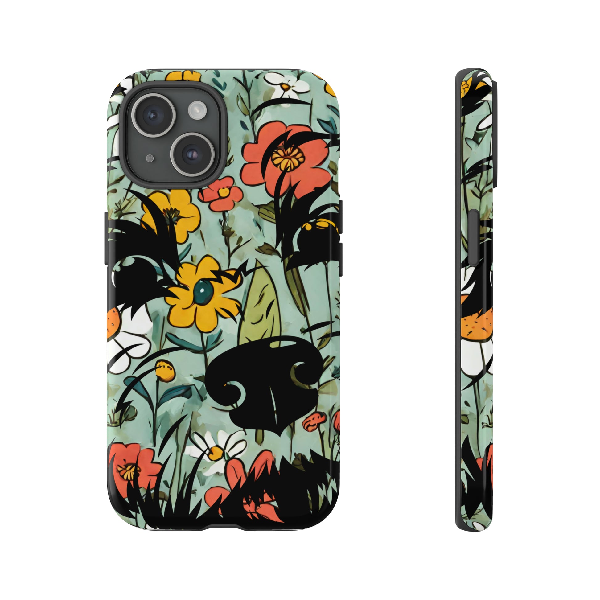 Sniffwagglendwalk™ Multi Dog/flowers Design Tough Phone Case. - Sniff Waggle And Walk