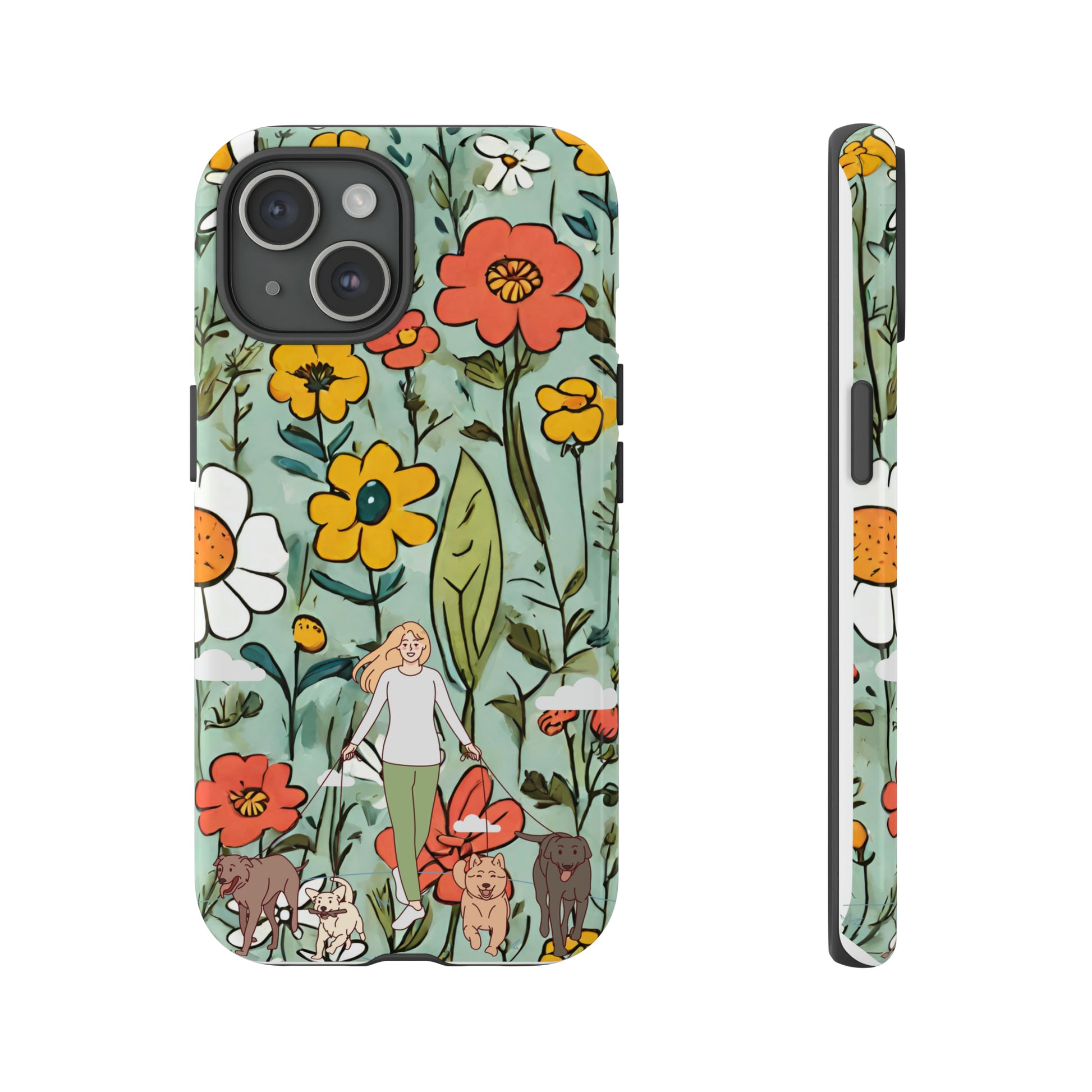 Sniffwagglendwalk™ Multi DogWalking Design Tough Phone Case. Unbeatable durability. - Sniff Waggle And Walk