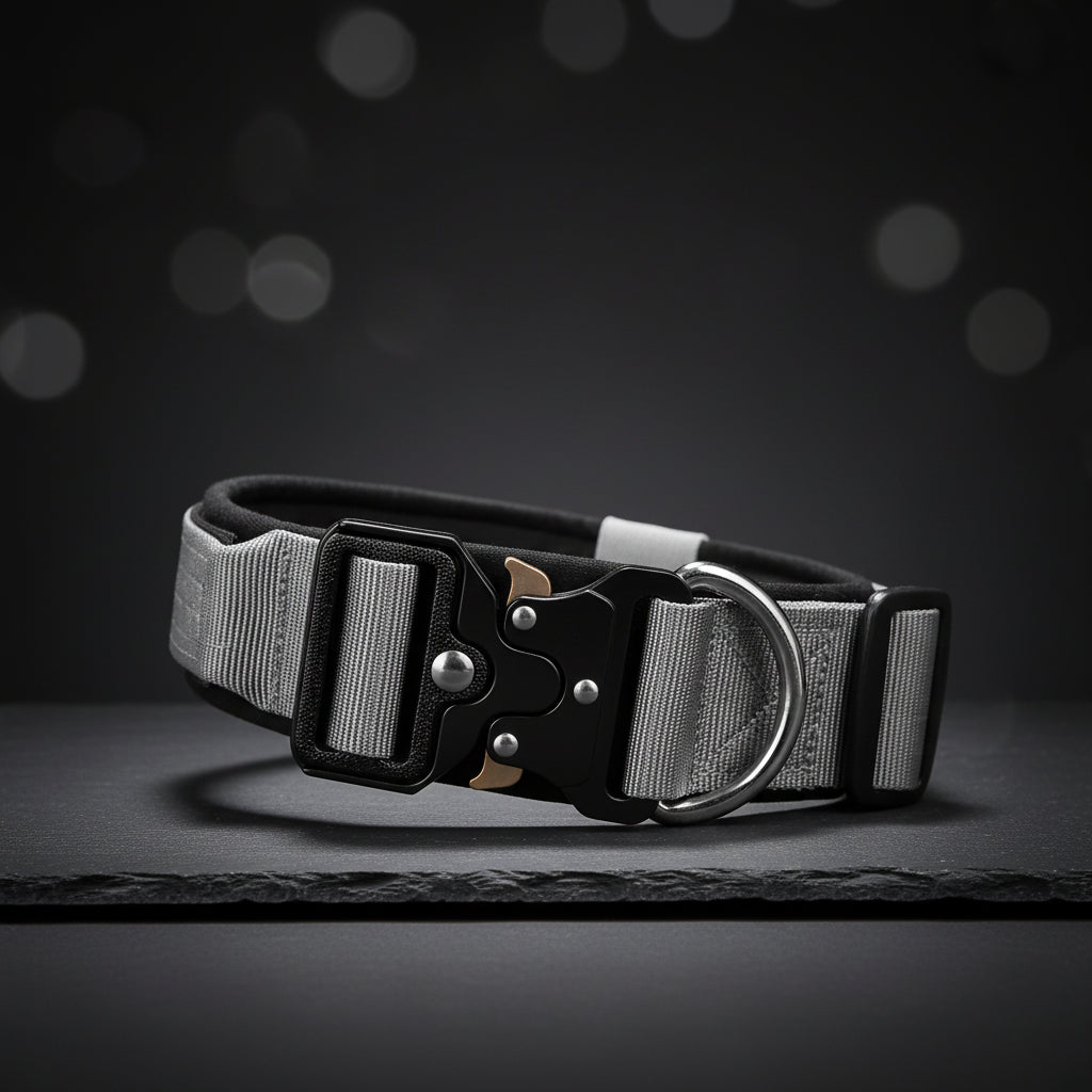 grey tactical dog collar modern urban style