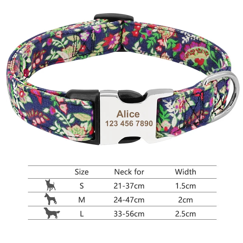 NameTag personalised dog collar close-up engraved stainless steel buckle name number