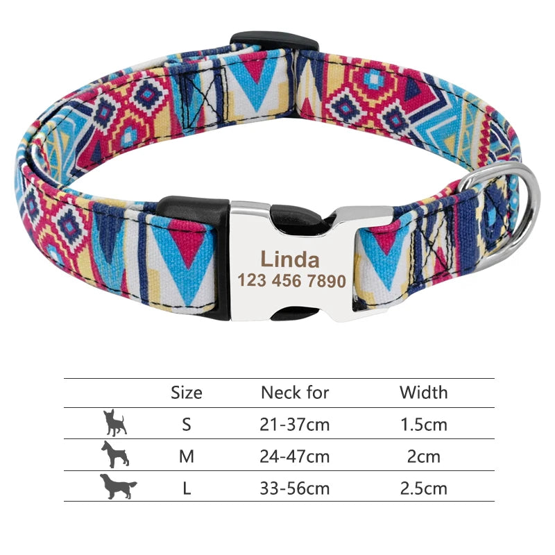 NameTag personalised dog collar orange black geometric pattern product shot