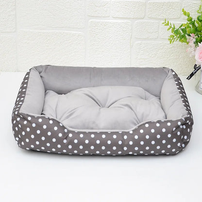 Polka Dot Plush Basket Dog Bed with Sweet Dreams Cushion, Raised Sides, 4 Colours, 3 Sizes — PoshPup DreamNook™
