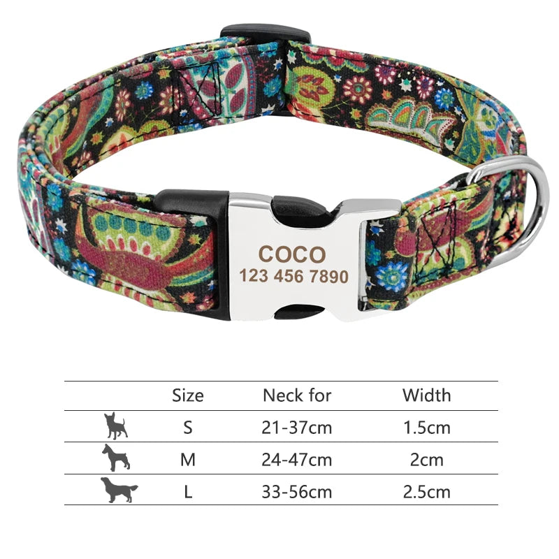 NameTag personalised dog collar six buckle designs engraved stainless steel