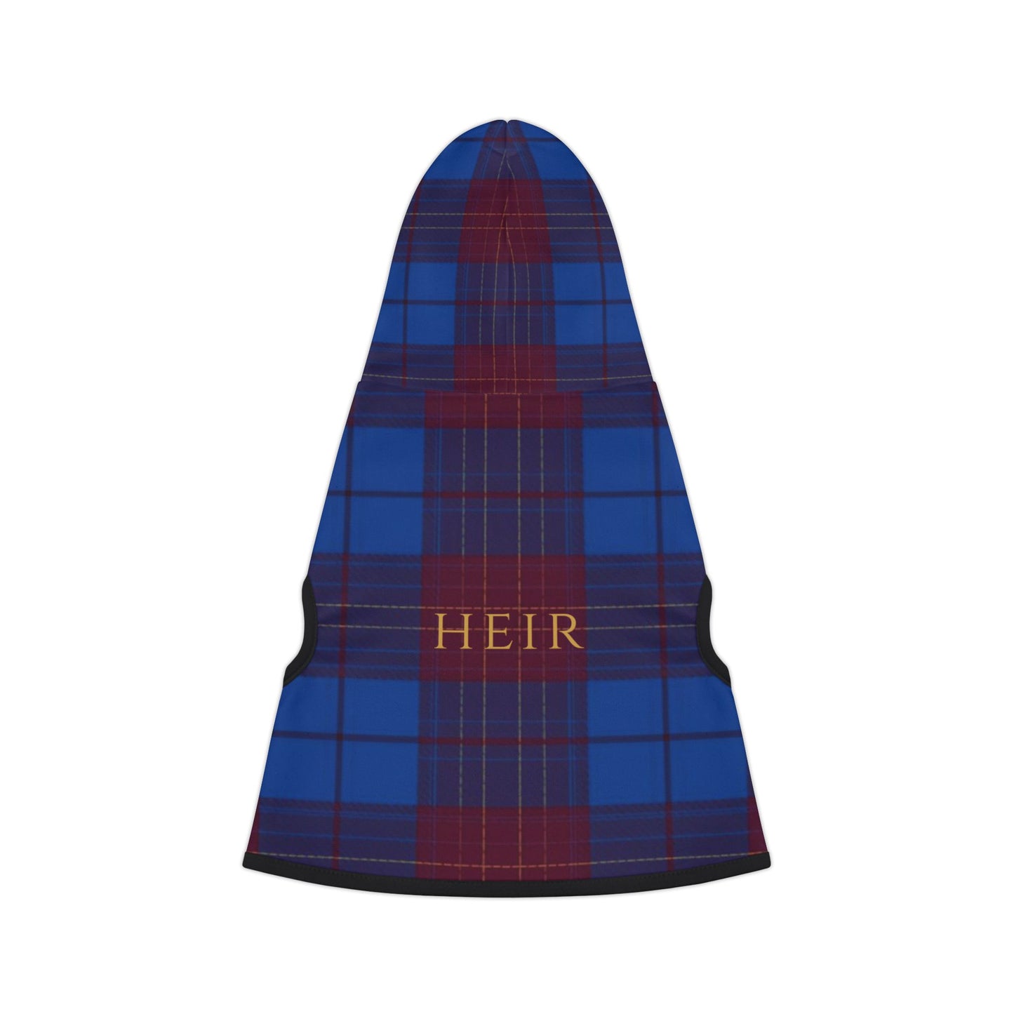 Close-up of refined typography on Heir dog hoodie
