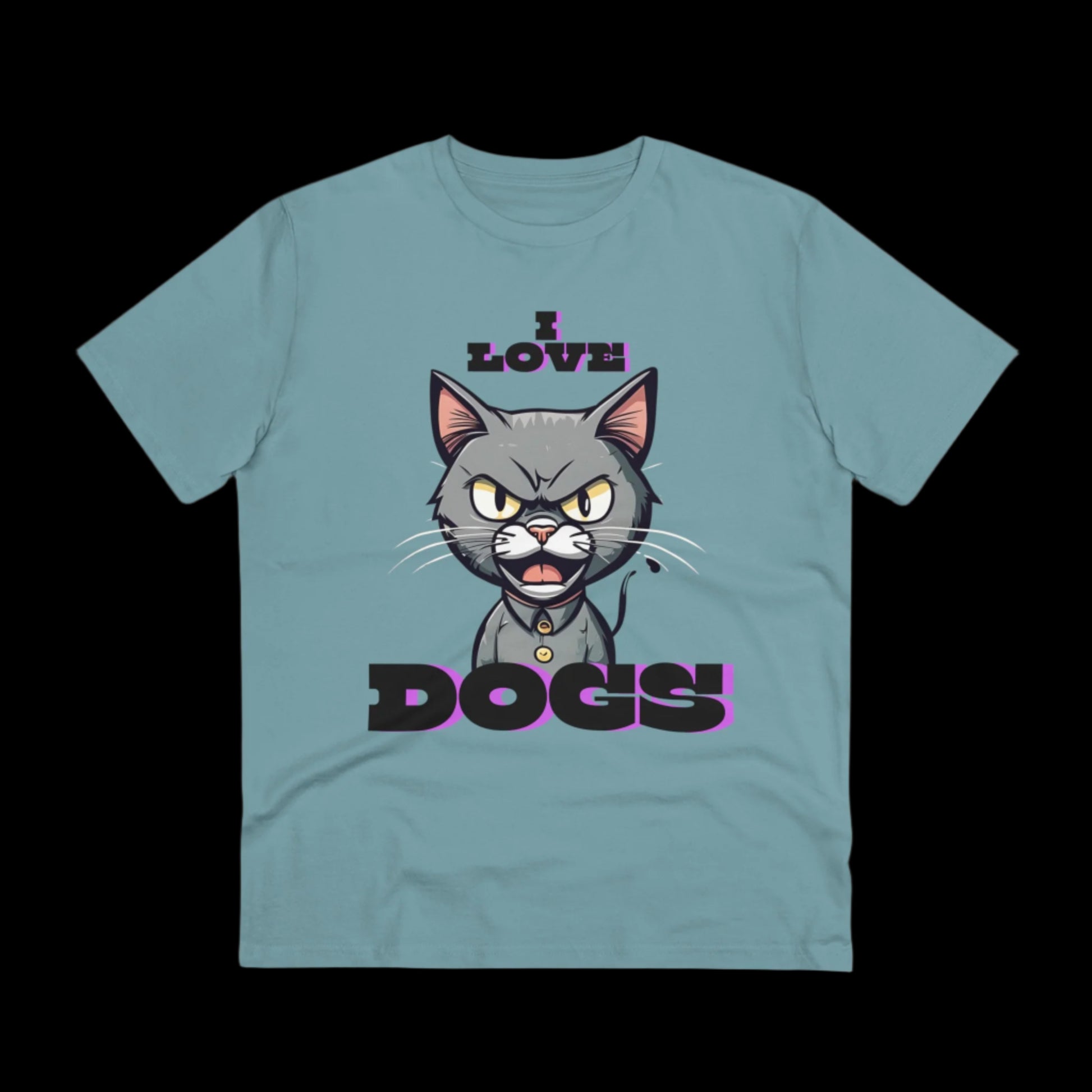 I LOVE DOGS Organic ECO Friendly soft T-shirt - Unisex - Sniff Waggle And Walk LIGHT BLUE