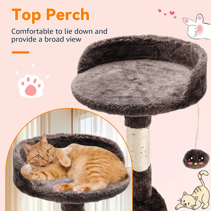 Multi-level cat tower with soft condo for indoor cats
