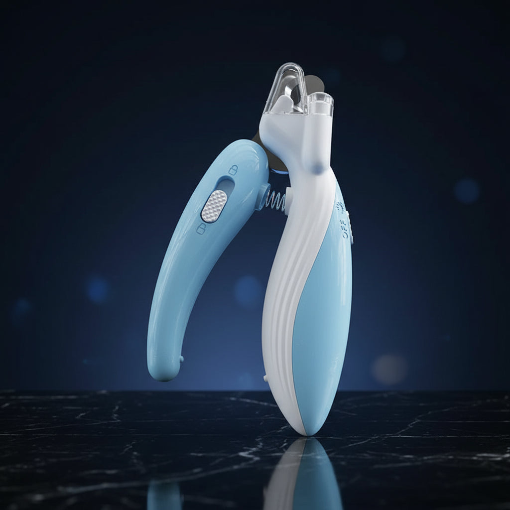 Blue LED pet nail clippers for safe dog grooming