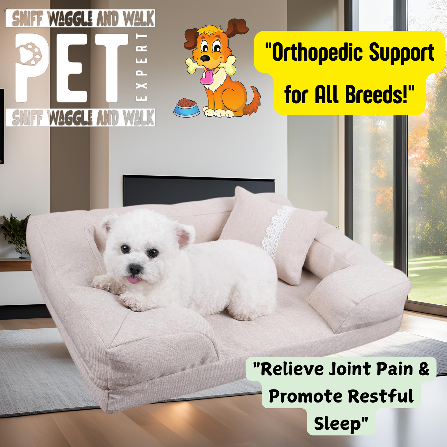 Plush Orthopedic Dog Bed – Ultimate Comfort & Joint Support for All Breeds.Sniffwaggleandwalk™