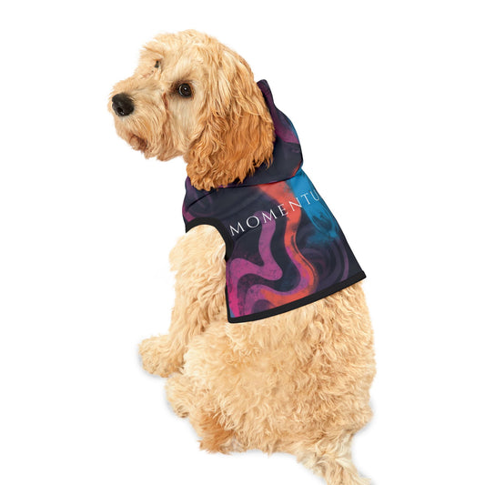 Momentum alignment pet hoodie featuring abstract motion inspired pattern symbolizing progress