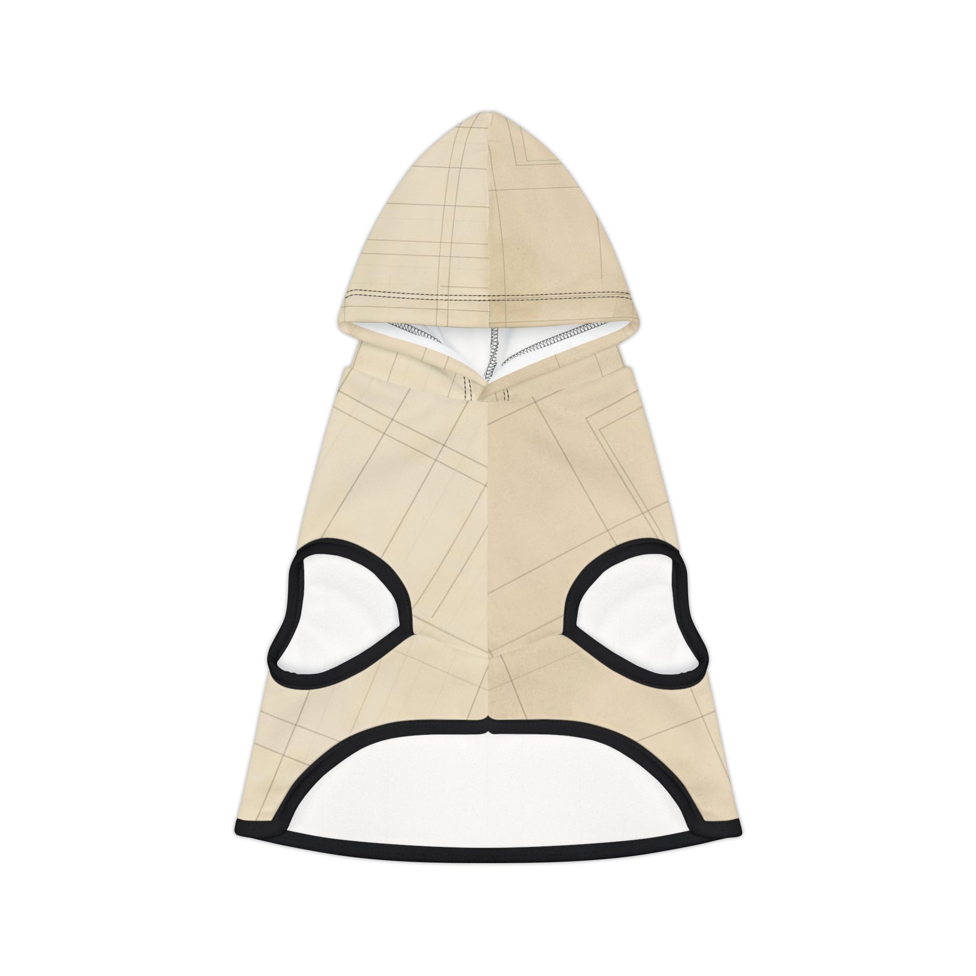 Earth-toned patterned dog hoodie with subtle 444 numerology