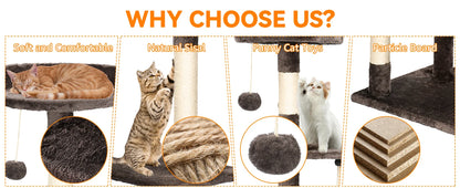 Stylish indoor cat furniture tower with hideaway