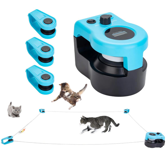 PawLure motorized wire cat chase system — complete kit