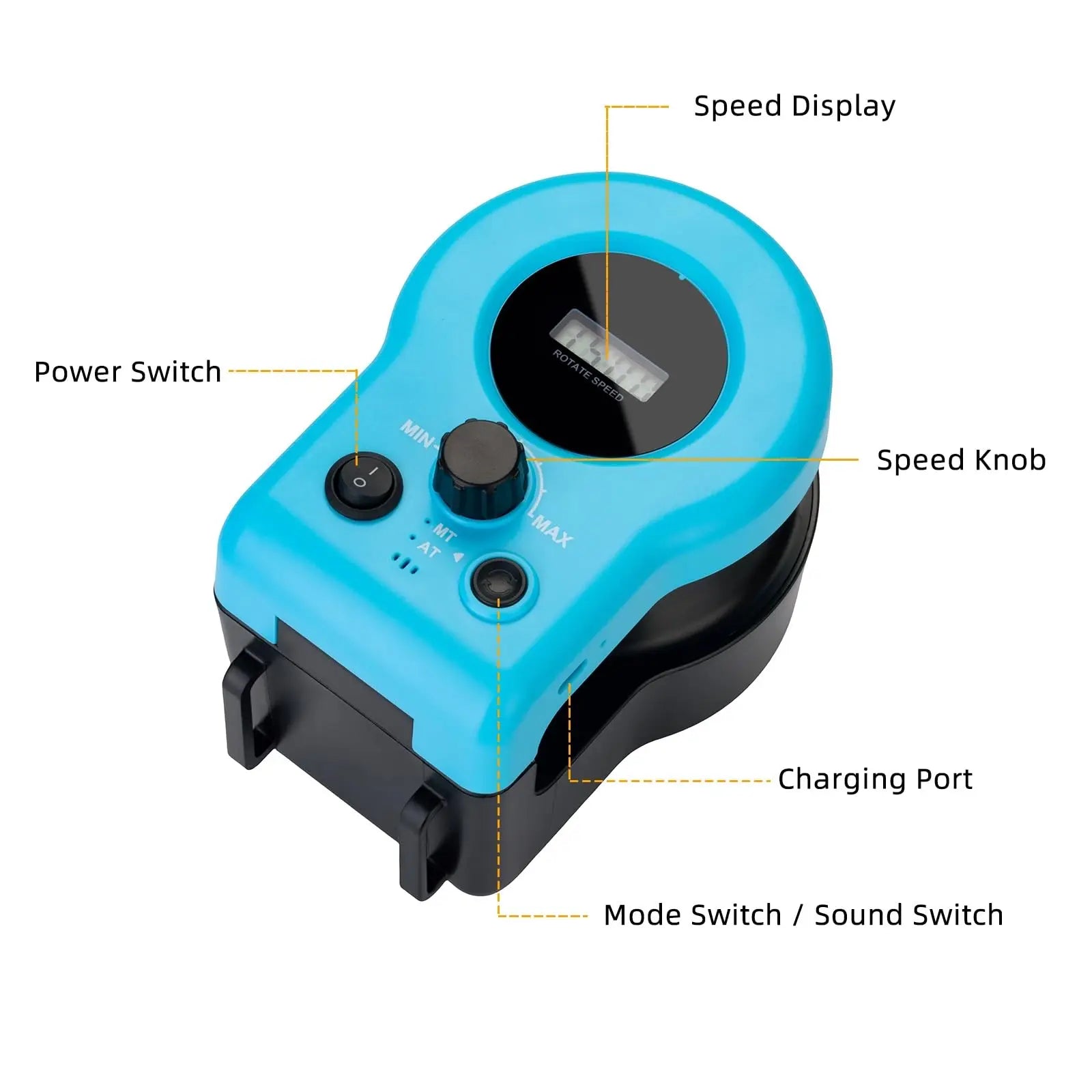 PawLure motor unit with LCD speed display and AM/RM switch