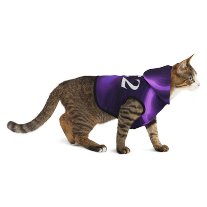 Mystic purple swirl pet hoodie with 222 numerology